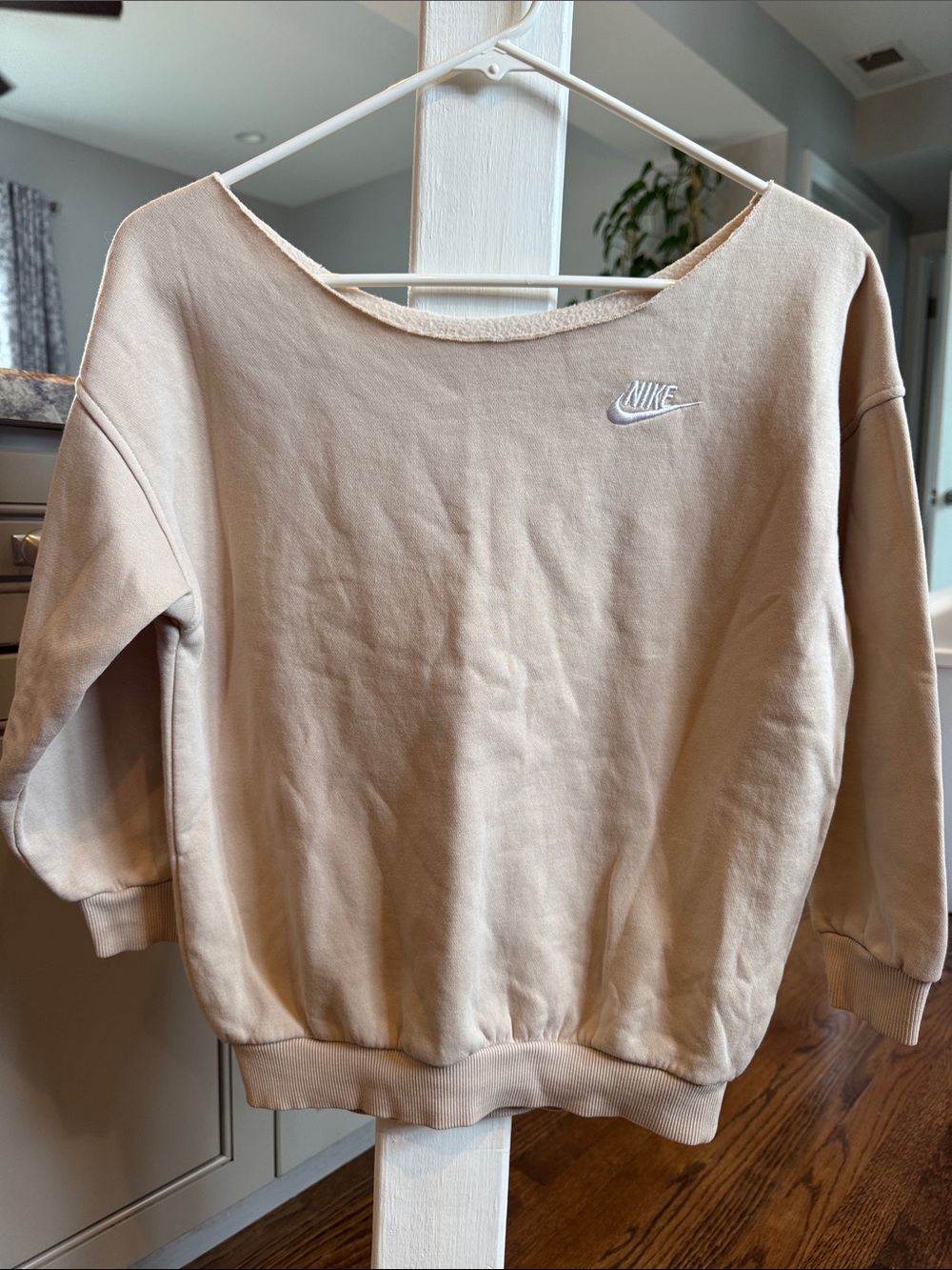 Nike Women's Off-Shoulder Sweatshirt in Beige
